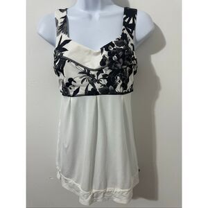 Lululemon Tank Top Size 6 Brisk Bloom Black White Loose Fit  A815